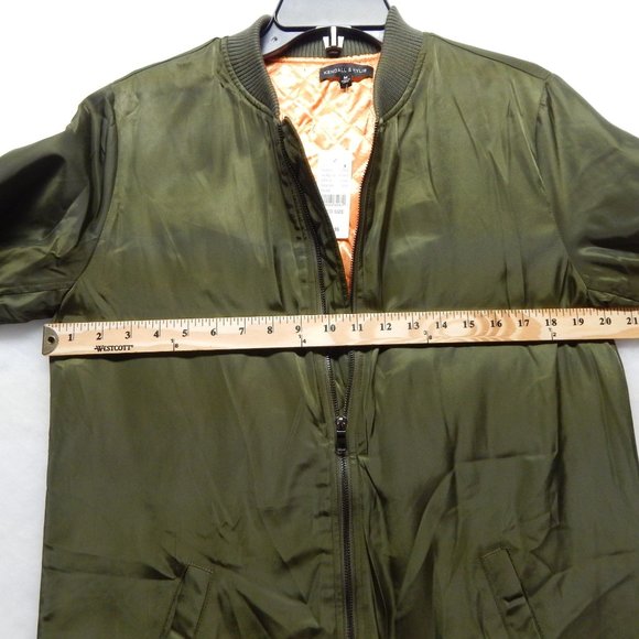 Bomber Jacket Full Zip Size M Kendall & Kylie Womens Long Green - Picture 4 of 8